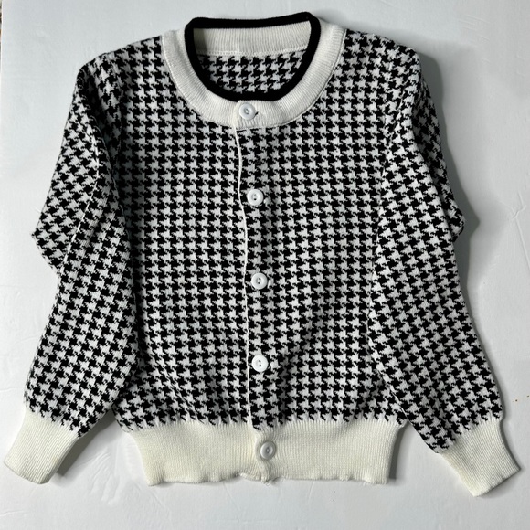 Black & White Houndstooth Sweater and Skirt Set - Picture 2 of 4